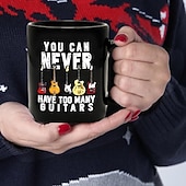 abordables Mugs et tasses-Tasse à café guitare tasse à café rétro vintage en céramique noire avec design graphique 12oz/330ml cadeau parfait pour les amateurs de musique guitaristes et membres de groupes