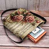 halpa Olan yli kannettavat laukut-vintage kukkakuvioinen nuottiolkalaukku naisille – taiteellinen ruusukuvioinen crossbody-laukku, täydellinen rentoihin retkiin, ostoksille ja jokapäiväiseen käyttöön