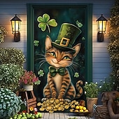 cheap Saint Patrick's Day-Saint Patrick's Day Door Decorations Door Covers Shamrock Gold Coins Door Tapestry Door Curtain Decoration Backdrop Indoor/Outdoor Door Banner for Front Door Farmhouse
