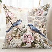 levne květinový a rostlinný styl-1 ks Polyester Polštářový potah, Zvíře stromy a listí rustikální design Pastýřský Obdélníkový Tradiční Klasický