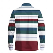  Herren Streifen Rugby-Poloshirt Langarm Polo-Shirts Hemden mit Kragen Lässig Outdoor Athleisure 3D-Druck Frühling Herbst Winter Blau Braun