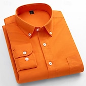 cheap Men&#039;s Dress Shirts-Men&#039;s Dress Shirt Oxford Shirt Solid Color Formal Black White Wine Orange Long Sleeve Shirt Collar Spring, Fall, Winter, Summer Clothing Apparel Buttons