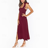 levne Šaty na promoci-Dámské Dlouhé šaty Maxi šaty Šaty na promoci Áčkové šaty Letní šaty Cami šaty Elegantní stylové Dovolená Denní Rande Běžný Bez vzoru Bez rukávů Hranatý Černá Bílá Světle zelená Světlá růžová Léto