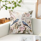 levne květinový a rostlinný styl-1 ks Polyester Polštářový potah, Zvíře stromy a listí rustikální design Pastýřský Obdélníkový Tradiční Klasický
