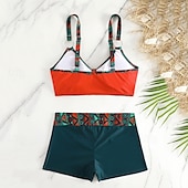 abordables Maillots une pièce et tankinis-Femme Tankini Maillot De Bain Deux Pièces Col en V Dos ouvert Maillots de Bain Maillots de Bain Noir Rose Claire Respirable Séchage rapide Poids Léger Sans Manches - Natation Surf Plage Eté Printemps