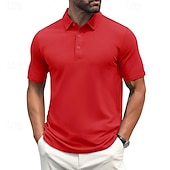 preiswerte Klassisches Poloshirt für Herren-Herren Golfhemd Golf Poloshirts Arbeit Casual Kargen Kurzarm Basic Modern Glatt Knopf Frühling Sommer Regular Fit Hellgelb Wein Pfauenblau Dunkelgrau Schwarz Weiß Golfhemd