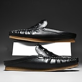 cheap Men&#039;s Clogs &amp; Mules-Men&#039;s Slip-On Moccasin Shoes – Comfortable Casual Leather Loafers with Woven Detailing for Everyday Wear