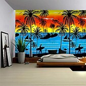 Χαμηλού Κόστους Ταπισερί Ωκεανικής Παραλίας-Καλοκαιρινές Φοινικιές Κρεμαστή Ταπισερί Τέχνης Τοίχου Μεγάλη Ταπισερί Μωσαϊκό Διακόσμηση Φωτογραφίας Φόντο Κουβέρτα Κουρτίνα Σπίτι Υπνοδωμάτιο Σαλονάκι Διακόσμηση