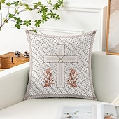cheap Vintage Style-Vintage Decorative Toss Pillows Cover 1PC Vintage Ethiopian Cross Print Soft Square Couch Cushion Case Pillowcase for Bedroom Livingroom Sofa Chair