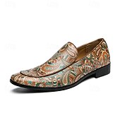 baratos Mocassins-mocassins masculinos de couro sintético com padrão paisley colorido – sapatos elegantes para ocasiões formais e casuais