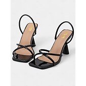 abordables Bal de promo-sandales à talons beiges à lanières et bout carré – talons hauts minimalistes pour femmes pour l&#039;été et les occasions formelles de bal