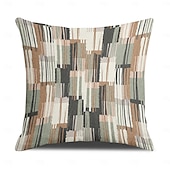 abordables Style Vintage-Housse de coussin décorative géométrique 1 pièce, housse de coussin carrée douce pour canapé, chambre à coucher, salon, canapé, chaise, gris, rose, vert