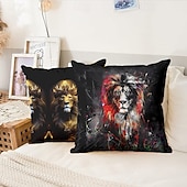 billige dyrestil-dyr dekorative kasteputer trekk 1 stk myk firkantet sofa putetrekk putetrekk for soverom stue sofa stol skummel løve