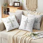 cheap Vintage Style-Vintage Decorative Toss Pillows Cover 1PC Vintage Ethiopian Cross Print Soft Square Couch Cushion Case Pillowcase for Bedroom Livingroom Sofa Chair