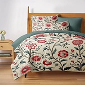 baratos 100% algodão-Conjunto de capa de edredom com padrão floral, conjunto de edredom estampado, conjuntos de cama de algodão com fronha envelope, decoração de quarto, capa de edredom king queen