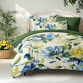 economico 100% cotone-lt.home set copripiumino in raso di cotone 100% reversibile premium a 300 fili floreale elite