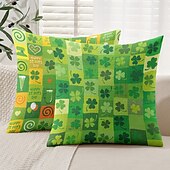 billiga geometrisk stil-saint patrick&#039;s day dekorativa slängkuddar överdrag 1 st grön irländsk mjuk fyrkantig soffa kuddfodral örngott för sovrum vardagsrum soffa stol