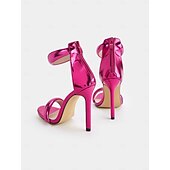 abordables Fête de la Vie Nocturne-talons aiguilles fuchsia à bride de cheville métallique pour femmes - chaussures de soirée tendance