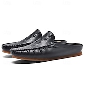 cheap Men&#039;s Clogs &amp; Mules-Men&#039;s Slip-On Moccasin Shoes – Comfortable Casual Leather Loafers with Woven Detailing for Everyday Wear