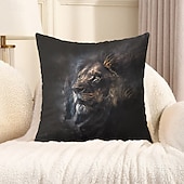billige dyrestil-dyr dekorative kasteputer trekk 1 stk myk firkantet sofa putetrekk putetrekk for soverom stue sofa stol skummel løve