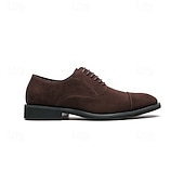abordables Formal-Zapatos oxford de gamuza marrón para hombre: zapatos de vestir clásicos con cordones para ocasiones formales y de negocios, calzado cómodo y elegante