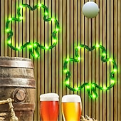 billige Batteridrevet-st.patrick&#039;s day three leaf clover LED dekorativt lys - kreativt hengende tilbehør feriefestdekorasjon, lite nattlys for stue, soverom eller festlige anledninger 1 stk.
