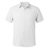 economico camicie casual da uomo-Per uomo Camicia Camicia estiva Maglietta informale Camicia con bottoni Bianco Blu Manica corta Liscio Colletto Da mare Giornaliero Abbigliamento Di tendenza Informale Comodo