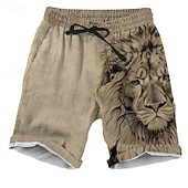 economico Animali &amp; Uccelli-Per uomo Leone Stampa animal Pantaloncini Pantaloncini da spiaggia Pantaloncini casual Vita normale Streetwear Retrò vintage Esterno Per eventi Abbigliamento di strada A cordoncino Vita elastica Con