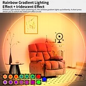 abordables Appliques d&#039;extérieur-Lumière de coucher de soleil à double tête avec détection de mouvement, éclairage LED multicolore pour armoire, 15 couleurs, rechargeable par USB, pour chambre à coucher, salon, bureau, fête, magasin,