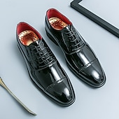 cheap Formal-Men&#039;s Dress Shoes PU Leather Breathable Comfortable Slip Resistant Lace-up Black Gold Fall Winter