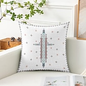 cheap Vintage Style-Vintage Decorative Toss Pillows Cover 1PC Vintage Ethiopian Cross Print Soft Square Couch Cushion Case Pillowcase for Bedroom Livingroom Sofa Chair
