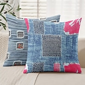 tanie Styl vintage-vintage dekoracyjne poszewki na poduszki 1 szt. denim patch miękka kwadratowa poszewka na poduszkę na kanapę poszewka na poduszkę do sypialni salon sofa krzesło
