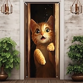 cheap Door Covers-Cute Cats Door Decorations Door Covers Animal Hide and Seek Door Tapestry Door Curtain Decoration Backdrop Indoor/Outdoor Door Banner for Front Door Farmhouse Peekaboo