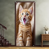 cheap Door Covers-Cute Cats Door Decorations Door Covers Animal Hide and Seek Door Tapestry Door Curtain Decoration Backdrop Indoor/Outdoor Door Banner for Front Door Farmhouse Peekaboo