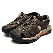 voordelige Buitensandalen-Heren outdoor wandelsandalen - ademend gesloten teenontwerp, verstelbare vetersluitingen, antislipzool, comfortabele zomerschoenen voor trekking en kamperen
