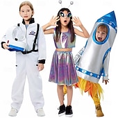 abordables Déguisements de couple et de groupe-Extraterrestre Astronaute fusée Costume de carnaval Groupe Costume de Cosplay Enfant Garçon Fille Cosplay Utilisation Soirée Scène Halloween Carnaval Costume de carnaval facile