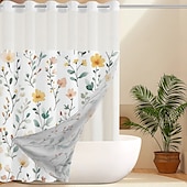 お買い得  シャワーカーテン-花柄ワッフル織りテクスチャーシャワーカーテンセット、スナップインライナーとシアーウィンドウ、水をはじくポリエステル、グロメットトップ、120GSMホテル品質スパスタイルバスルームパーティション、フック不要