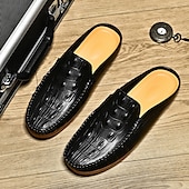 cheap Men&#039;s Clogs &amp; Mules-Men&#039;s Slip-On Moccasin Shoes – Comfortable Casual Leather Loafers with Woven Detailing for Everyday Wear