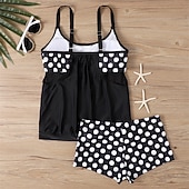 abordables Maillots une pièce et tankinis-Femme Tankini Maillot De Bain Deux Pièces Bretelles Croisées Maillots de Bain Tache Maillots de Bain Noir Rouge Respirable Séchage rapide Poids Léger Sans Manches - Natation Surf Plage Eté Printemps