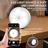 cheap Puck Lights-3PCS Motion Sensor Step Lights - USB Rechargeable Dimmable Night Lamps with 8 LEDs for Wardrobe, Bedroom &amp; Bathroom
