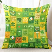 billiga geometrisk stil-saint patrick&#039;s day dekorativa slängkuddar överdrag 1 st grön irländsk mjuk fyrkantig soffa kuddfodral örngott för sovrum vardagsrum soffa stol