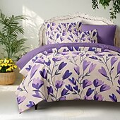 economico 100% cotone-set copripiumino floreale set di modelli di piante tropicali in cotone morbido set di biancheria da letto di lusso in 3 pezzi regalo per la festa della mamma decorazioni per la casa copripiumino matrimoniale king size queen size