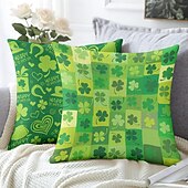 billiga geometrisk stil-saint patrick&#039;s day dekorativa slängkuddar överdrag 1 st grön irländsk mjuk fyrkantig soffa kuddfodral örngott för sovrum vardagsrum soffa stol