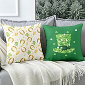 billiga geometrisk stil-saint patrick&#039;s day dekorativa slängkuddar överdrag 1 st grön irländsk mjuk fyrkantig soffa kuddfodral örngott för sovrum vardagsrum soffa stol
