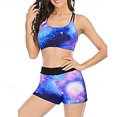 voordelige One Pieces &amp; Tankinis-Dames Tankini Tweedelig zwempak Blote rug Kruiselings Zwemkleding Flora Zwemkleding Rood Koningsblauw Ademend Sneldrogend Lichtgewicht Mouwloos - Zwemmen Surfen Strand Zomer Lente