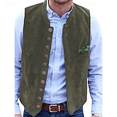 cheap Men&#039;s Vest-Men&#039;s Vest Gilet Suede Vest Vacation Daily Date Fashion Casual Spring &amp;  Fall Buttons Pocket Polyester Comfortable Plain Single Breasted One-button Stand Collar Regular Fit Black Red Blue Army Green