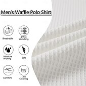 cheap Vacation-Men&#039;s Waffle Polo Shirt Waffle T Shirt Sports Outdoor Cycling / Bike Standing Collar Quarter Zip Long Sleeve Fashion Modern Solid Color Knitted Spring &amp;  Fall Standard Fit Light Blue Black White Dark
