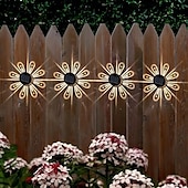 abordables Aplique de pared para exterior-Lámpara de pared LED solar con 7 cambios de color para escaleras de terraza, patio, canal, iluminación decorativa para exteriores, lámpara solar impermeable para paisaje, 2 piezas