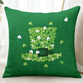 billiga geometrisk stil-saint patrick&#039;s day dekorativa slängkuddar överdrag 1 st grön irländsk mjuk fyrkantig soffa kuddfodral örngott för sovrum vardagsrum soffa stol