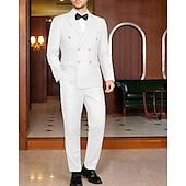preiswerte Herren Klassische Blazer-Herren Abschlußfeier Set Blazer Geschäft Cocktailparty Hochzeitsfeier Mode Lässig Frühling &amp; Herbst Polyester Einfarbig Knöpfe Tasche Bequem Einreihig Blazer Schwarz Weiß